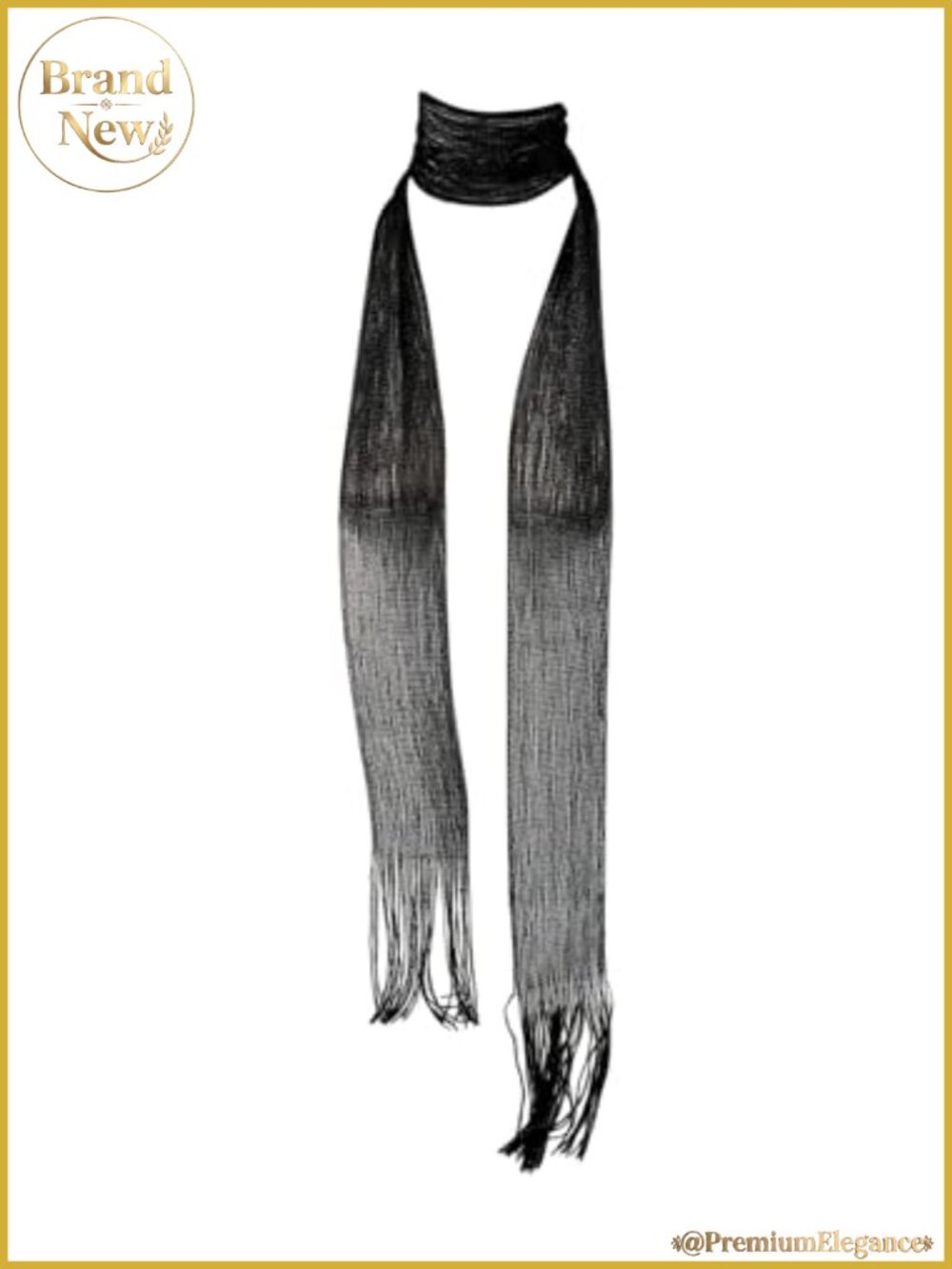 Lightweight Glitter Thin Skinny Scarf with Fringe Trim Party Formal
